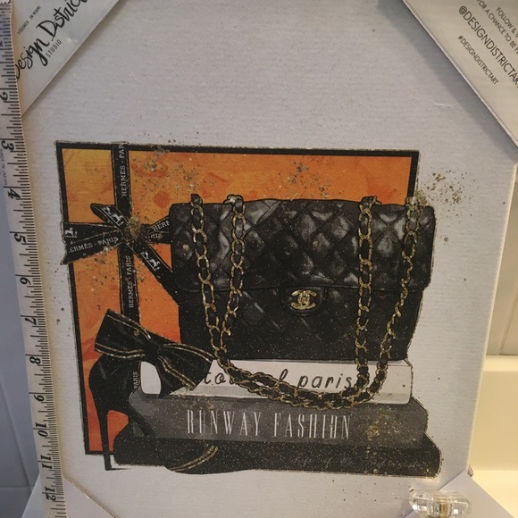 🖤Wall Art 🖤 print featuring Black Chanel Purse on top of Runway Fashion Books. - Picture 2 of 6